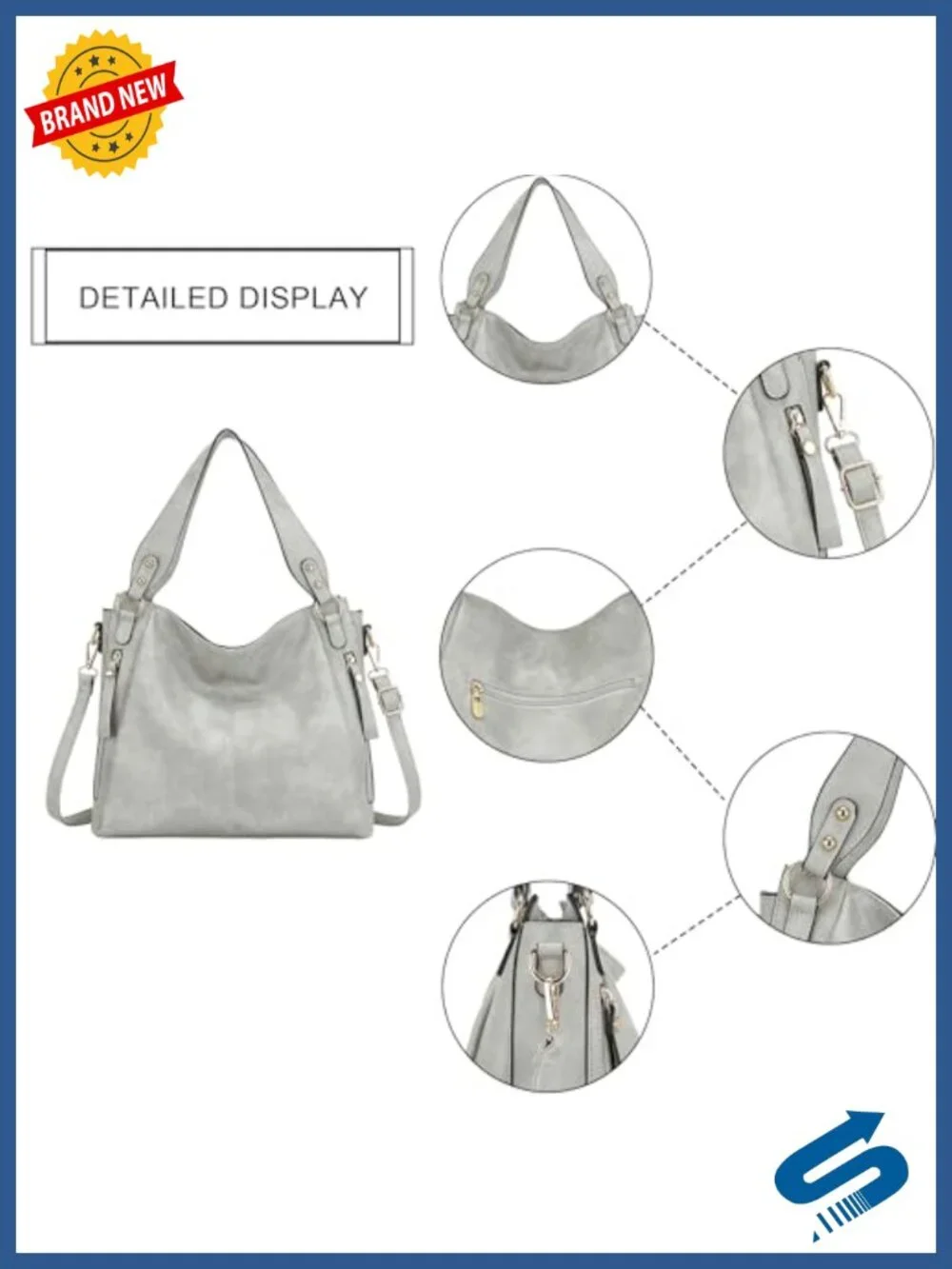 Faux Leather Hobo Tote & Wallet Set 2pcs - Detachable Strap, Multi-Pocket